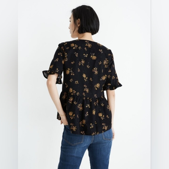 Madewell Corduroy Acorn Foulard Peplum Top in Cord Floral True Black - Picture 12 of 12